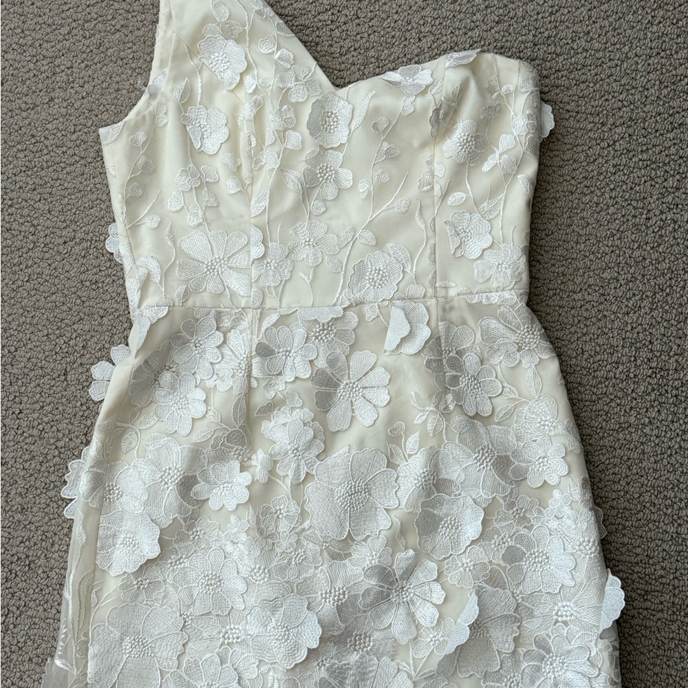 Dress the Population Cream One Shoulder Floral Dress